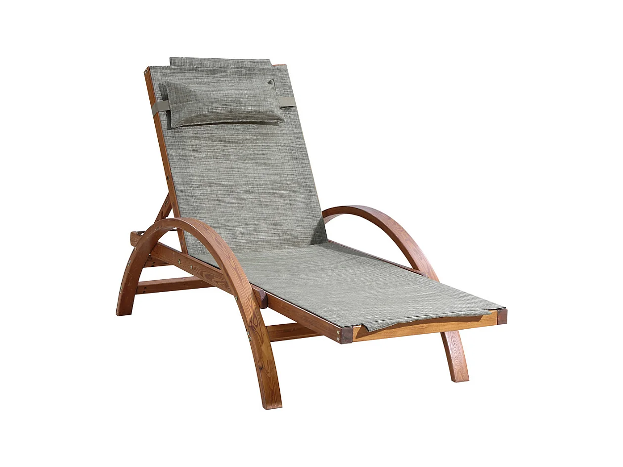 Transat en bois et toile PVC gris olive NAARI