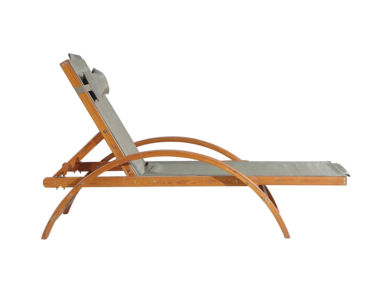 Transat en bois et toile PVC gris olive NAARI