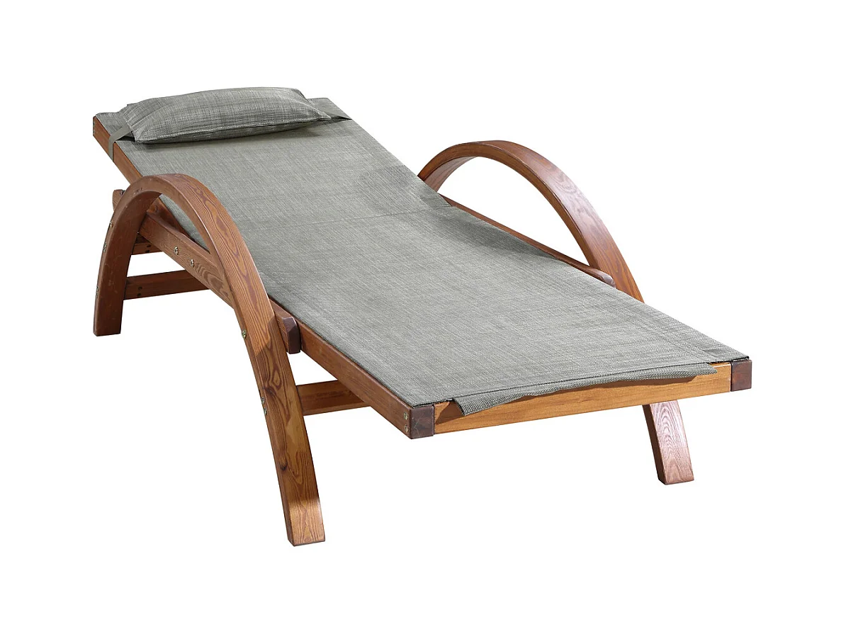 Transat en bois et toile PVC gris olive NAARI