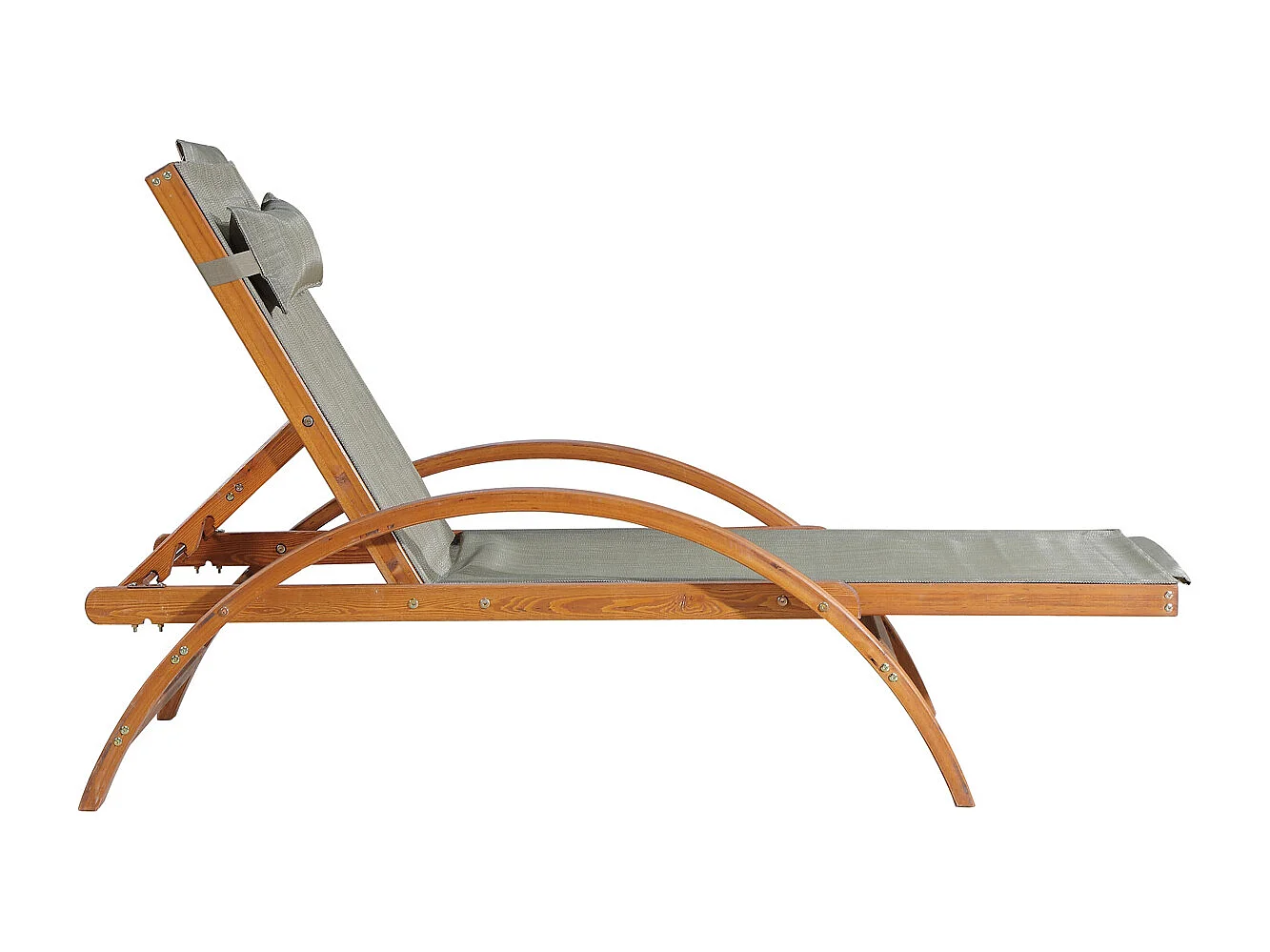 Transat en bois et toile PVC gris olive NAARI