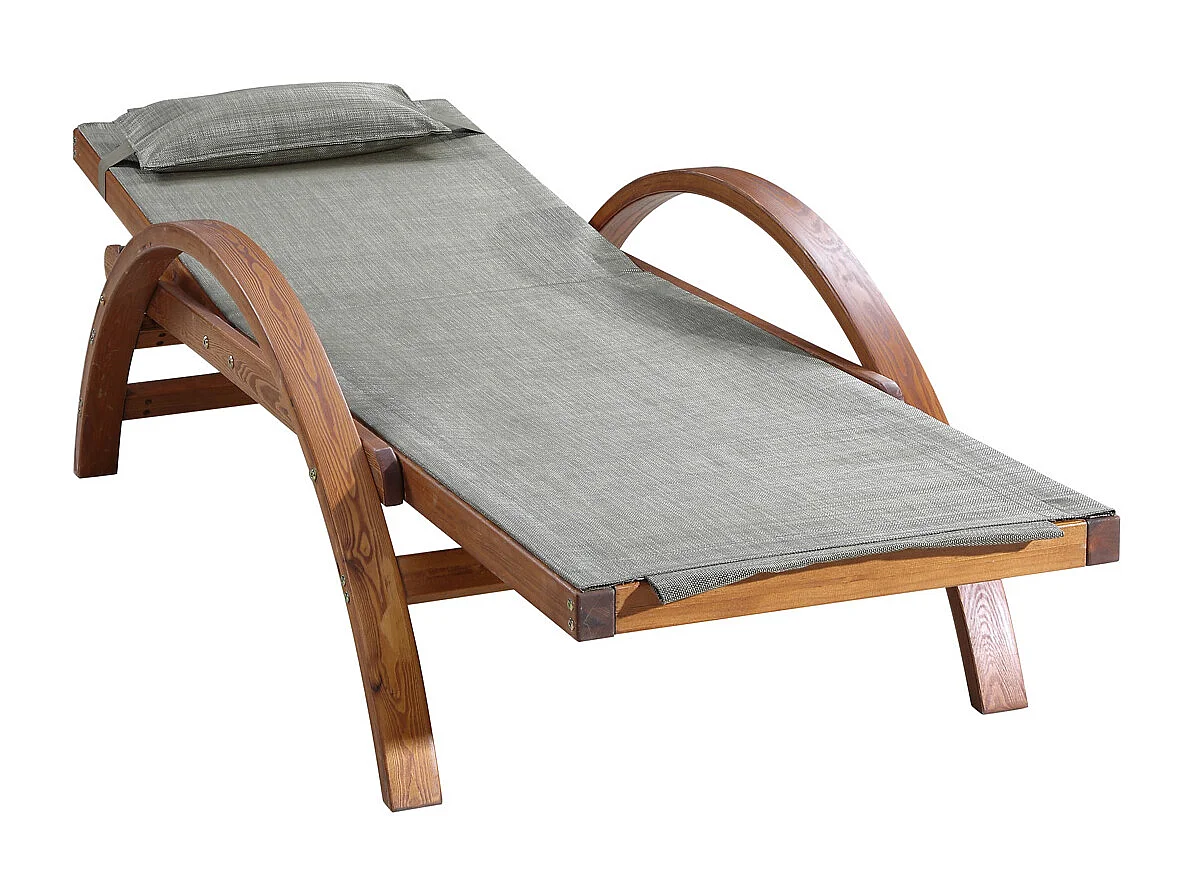 Transat en bois et toile PVC gris olive NAARI