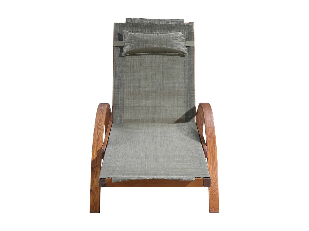 Transat en bois et toile PVC gris olive NAARI