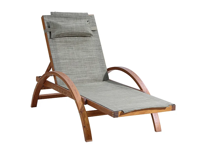 Transat en bois et toile PVC gris olive NAARI