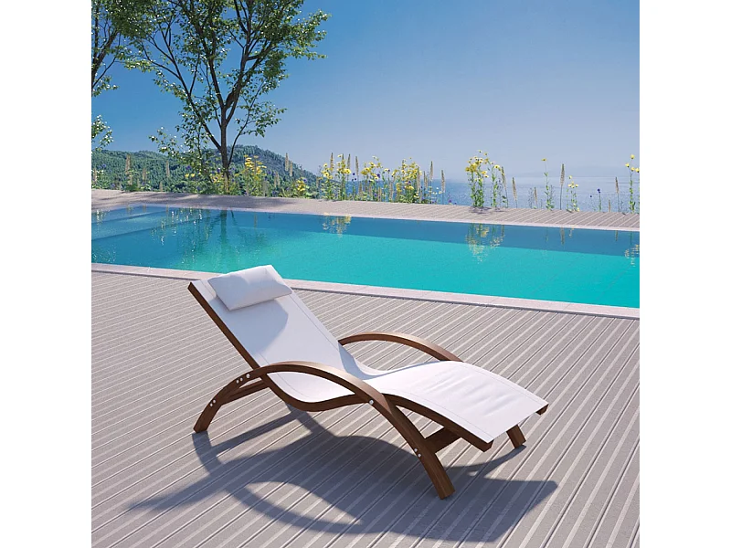 Tuinligbed van hout en beige HAVANA