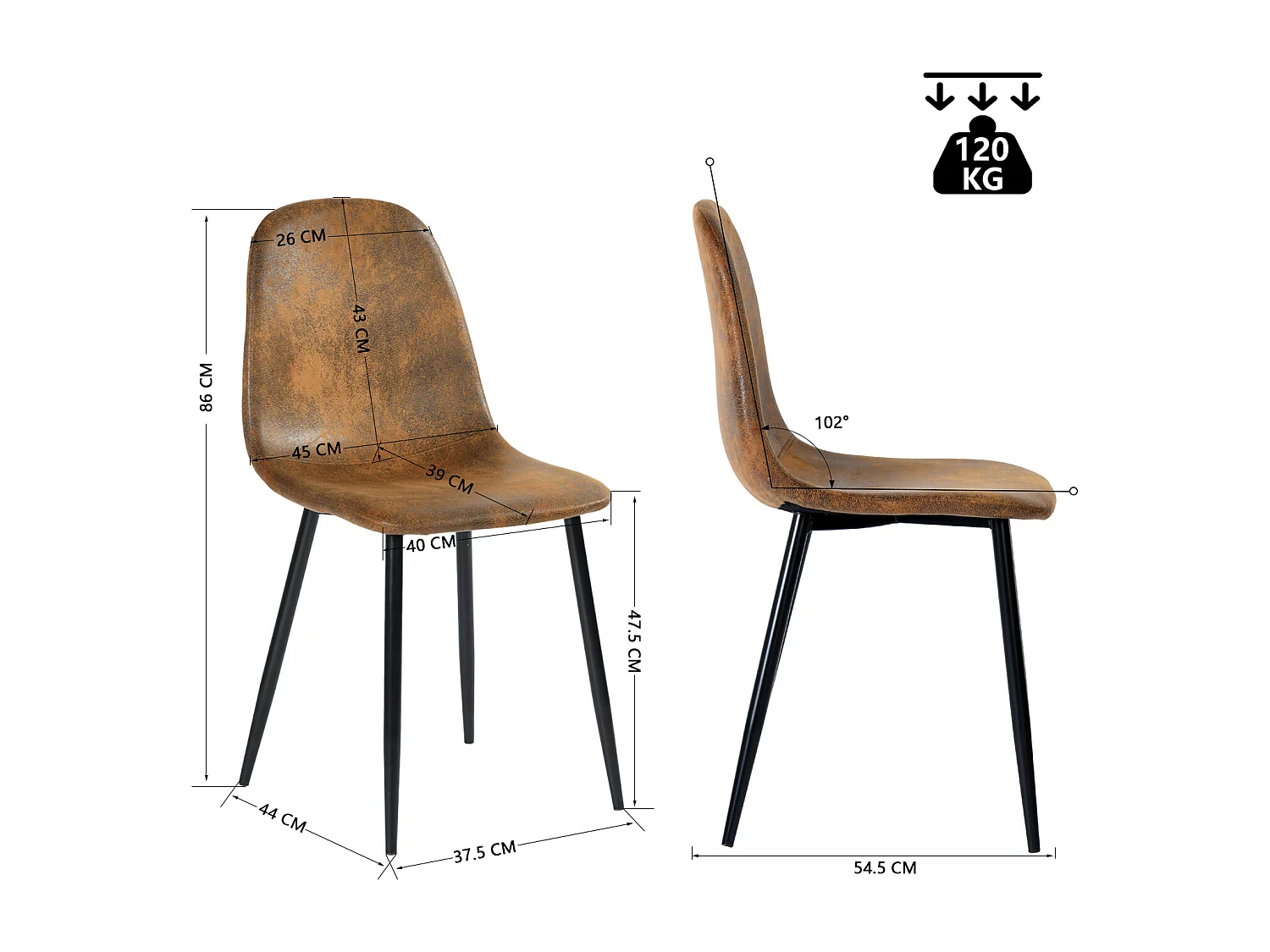 Lot de 4 chaises de salle à manger rétro vintage, CHARLTON