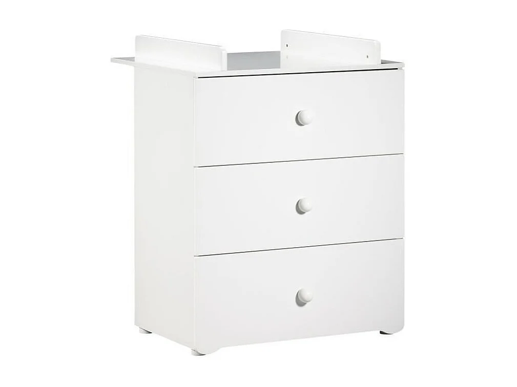 BABY PRICE New Basic Commode a langer 3 tiroirs - Boutons boule blancs