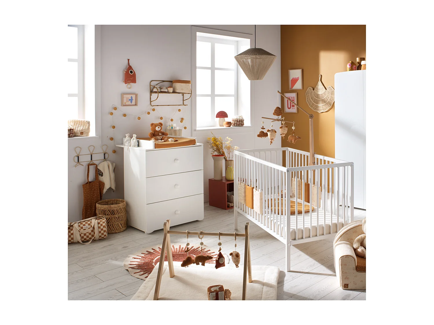 BABY PRICE New Basic Commode a langer 3 tiroirs - Boutons boule blancs