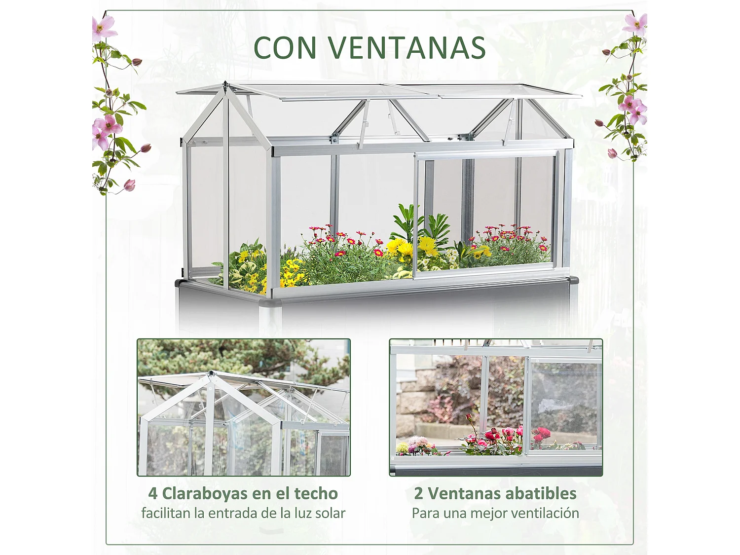 Huerto urbano gris 113.5x61x128.5 cm Outsunny