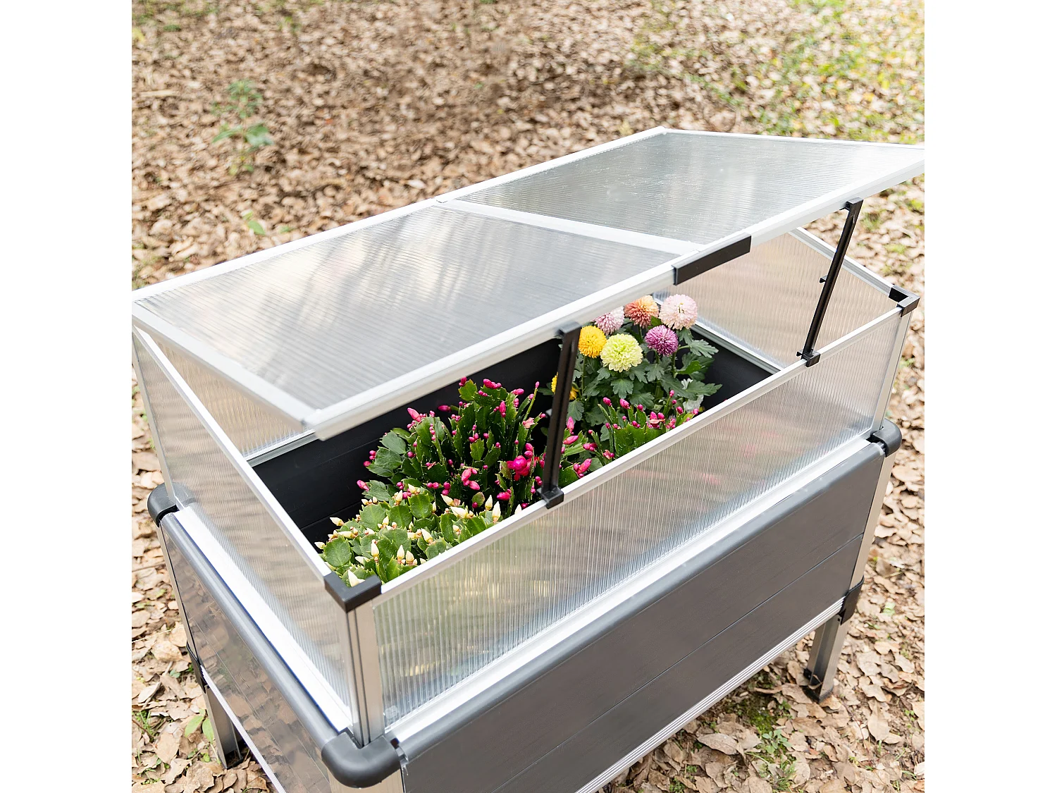 Huerto urbano elevado gris 78.5x47x74.5 cm Outsunny