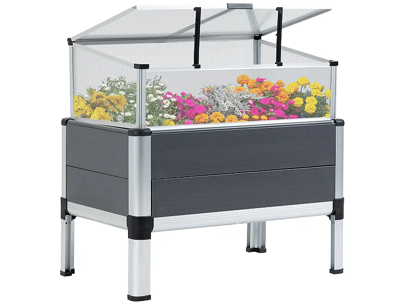 Huerto urbano elevado gris 78.5x47x74.5 cm Outsunny