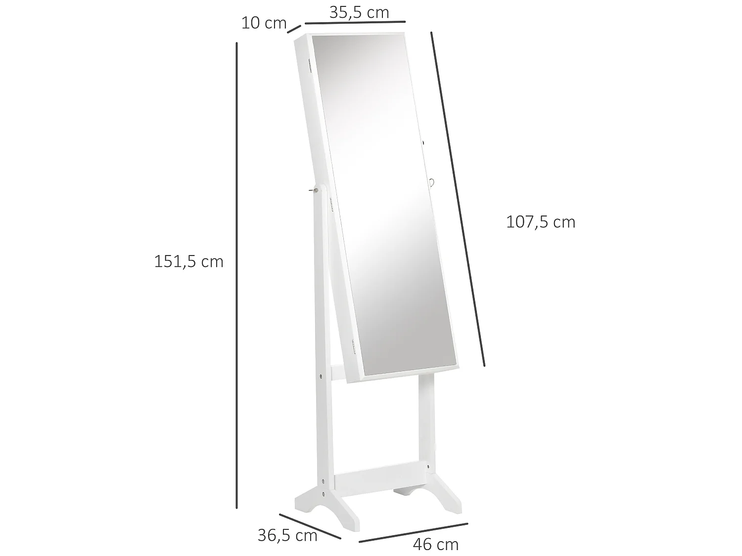 Espejo joyero blanco 46x36.5x151.5 cm HOMCOM