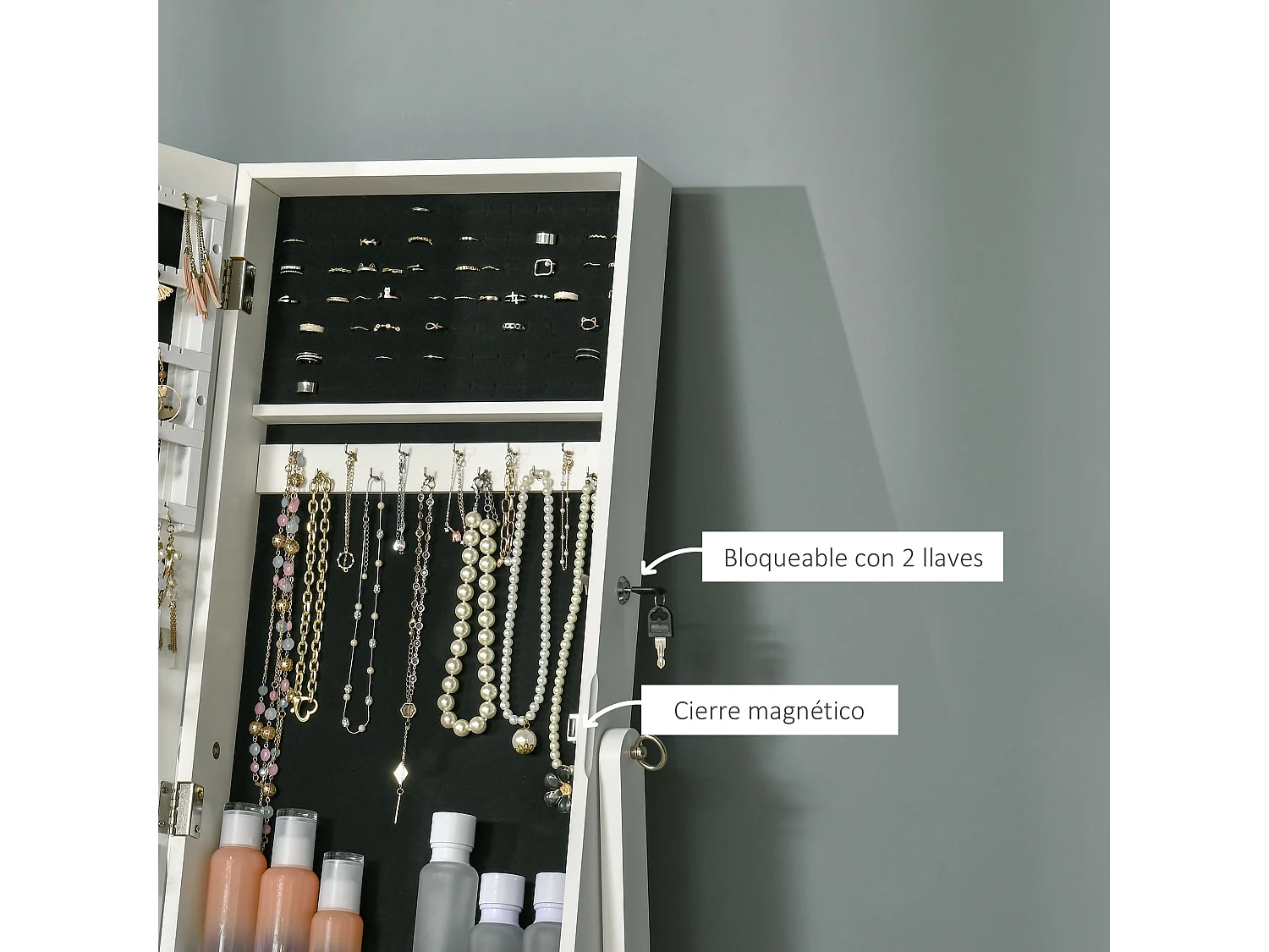 Espejo joyero blanco 46x36.5x151.5 cm HOMCOM