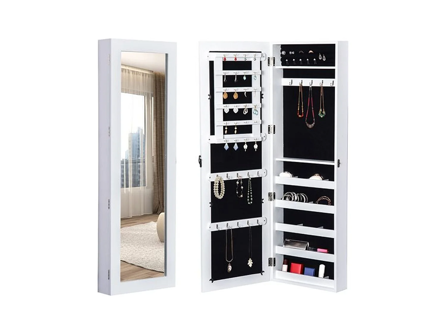 Espejo joyero blanco 37x9.5x112 cm HOMCOM