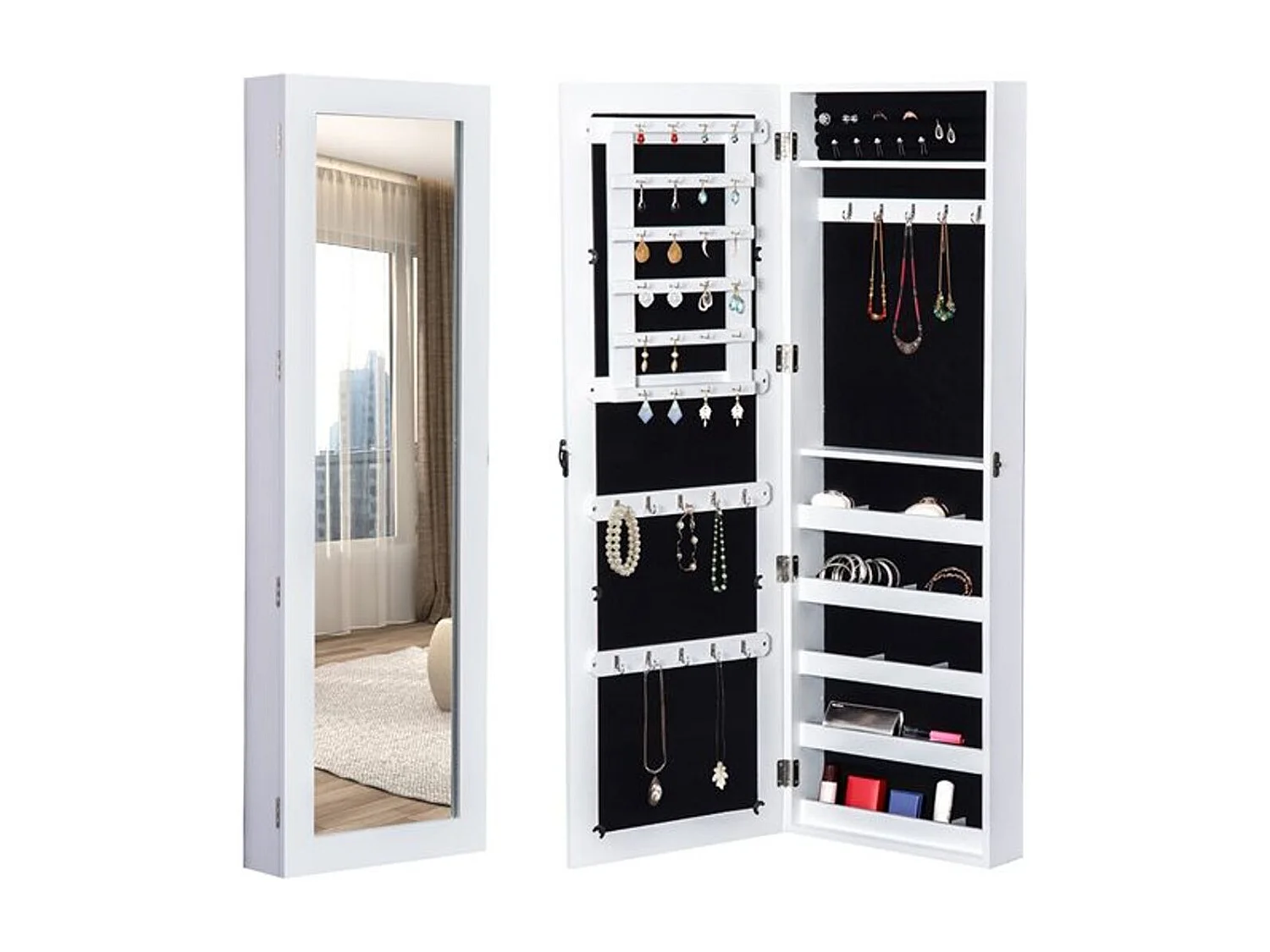 Espejo joyero blanco 37x9.5x112 cm HOMCOM