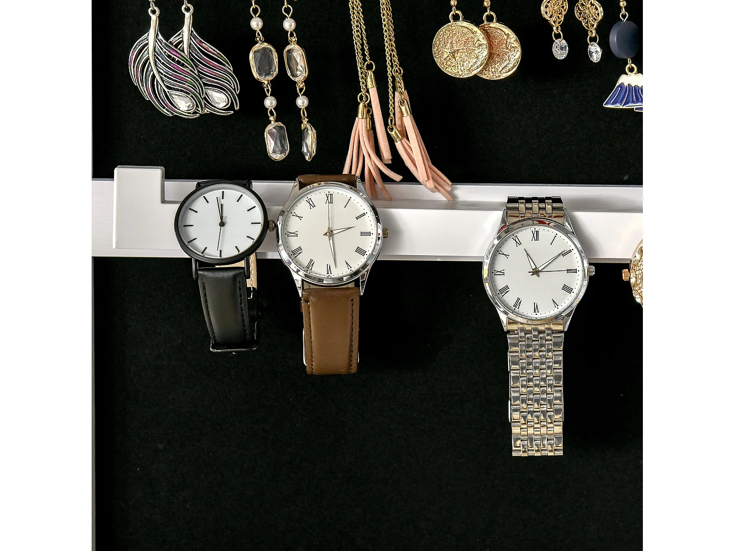 Espejo joyero de pie blanco y negro 47x36x157 cm HOMCOM