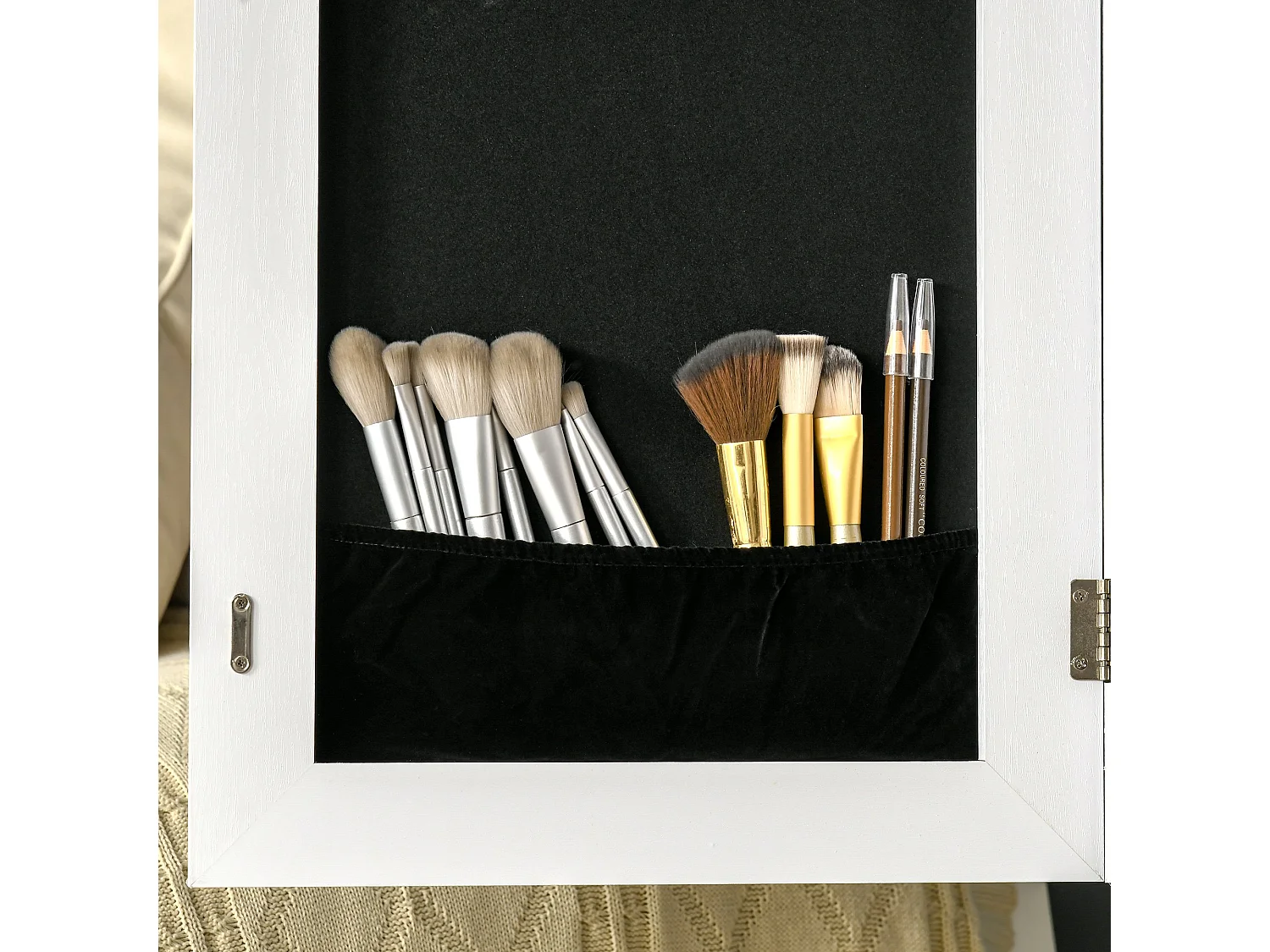 Espejo joyero de pie blanco y negro 47x36x157 cm HOMCOM