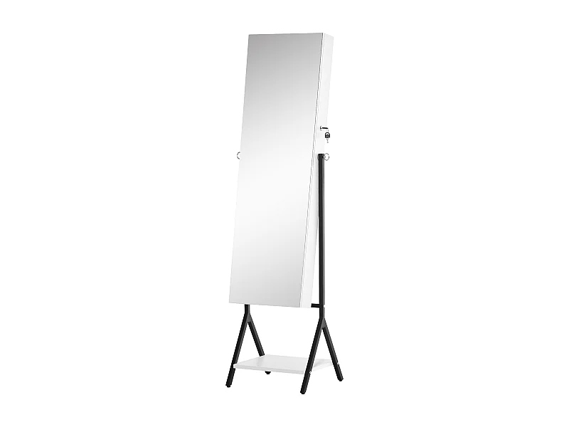 Espejo joyero de pie blanco y negro 47x36x157 cm HOMCOM