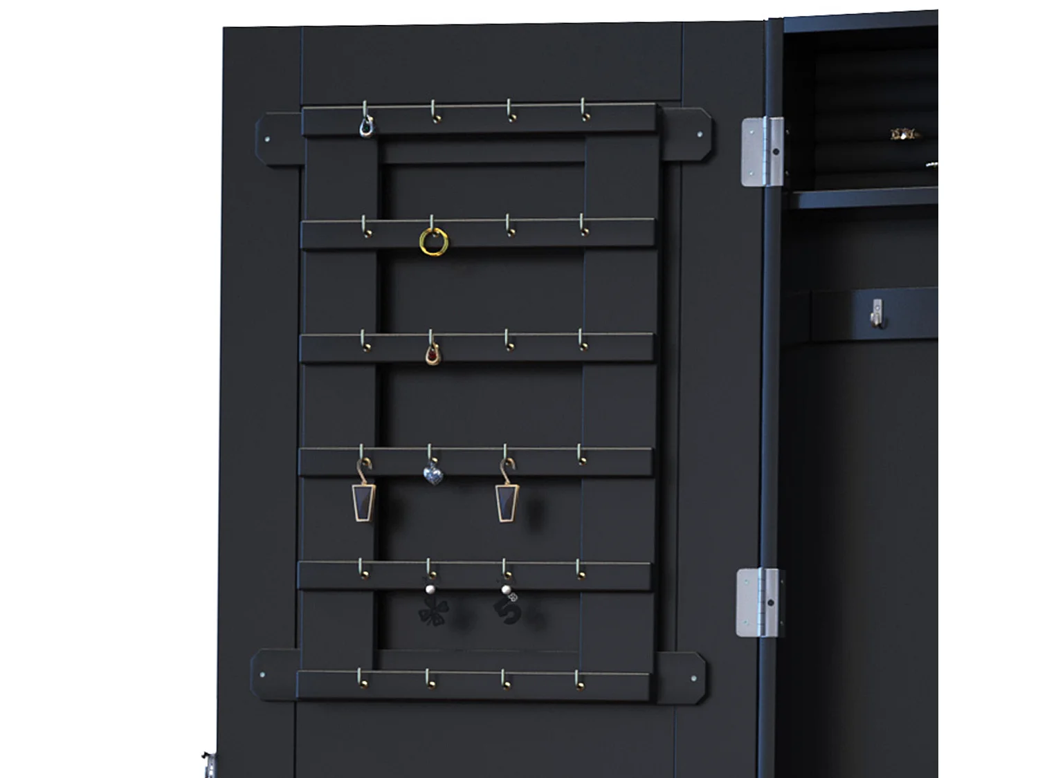 Espejo joyero de pared negro 37x9.5x112 cm HOMCOM