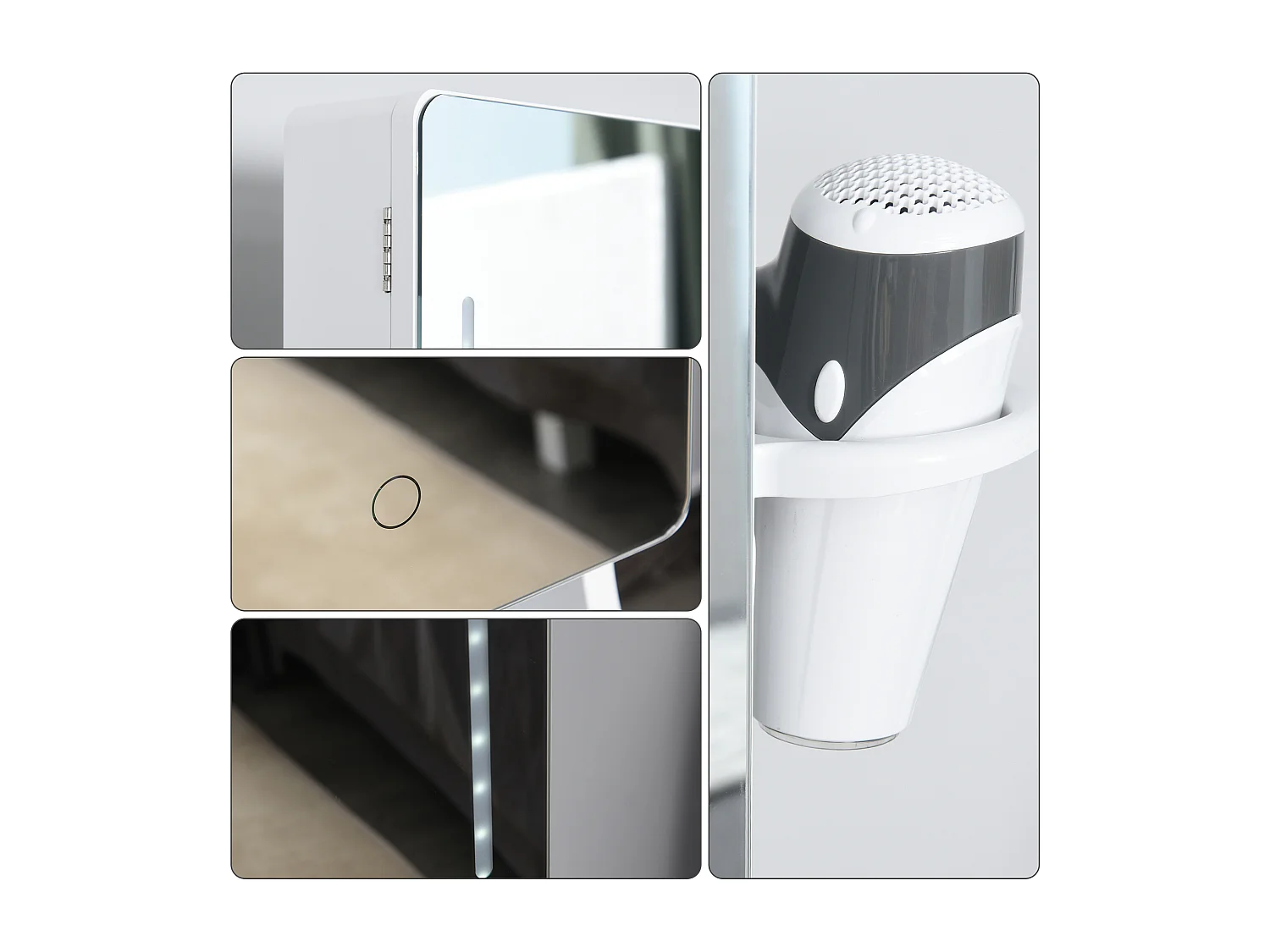 Espejo joyero de pie blanco 37x30x158 cm HOMCOM