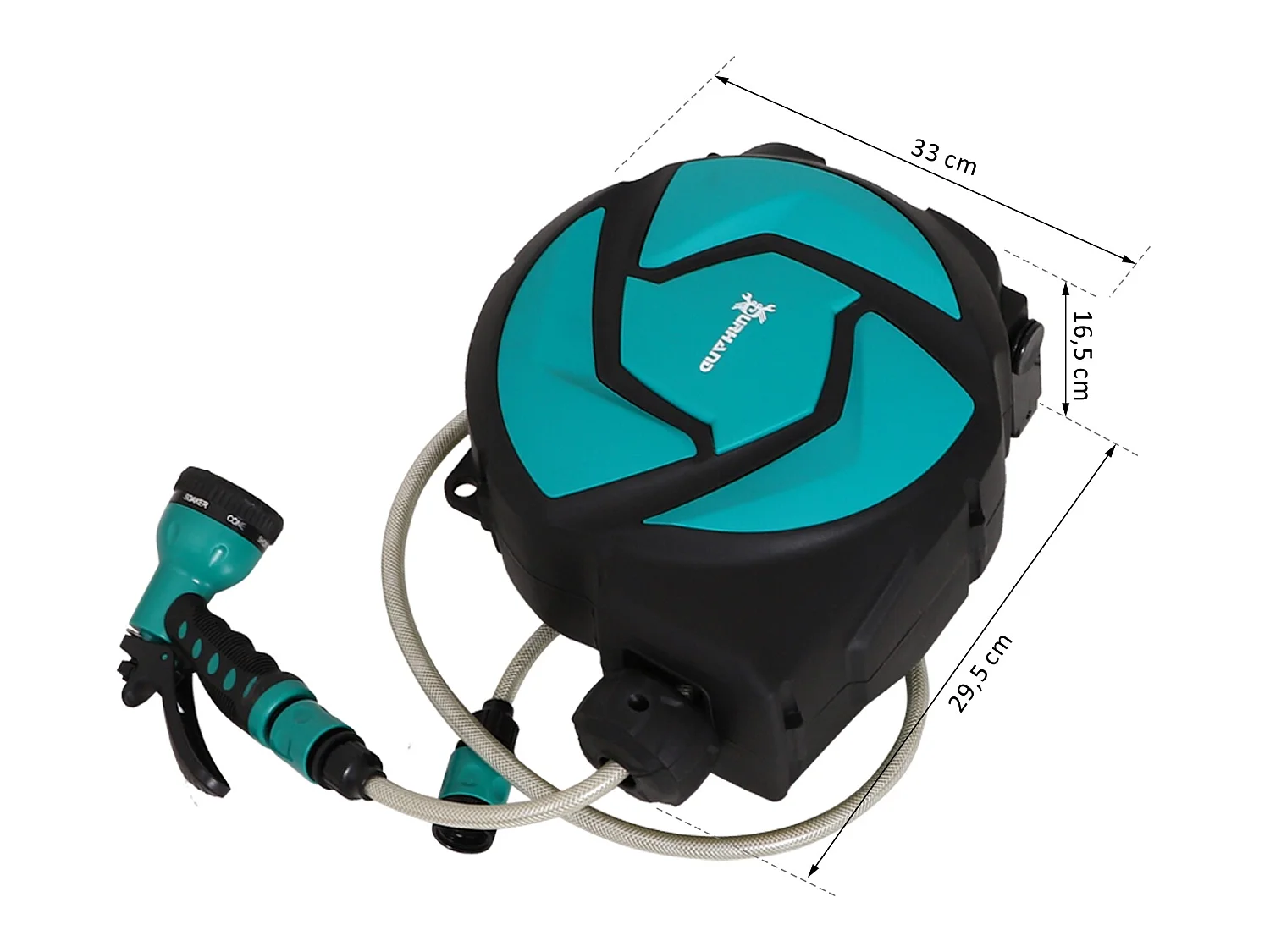 Carrete para manguera negro y verde 28x14x34 cm DURHAND