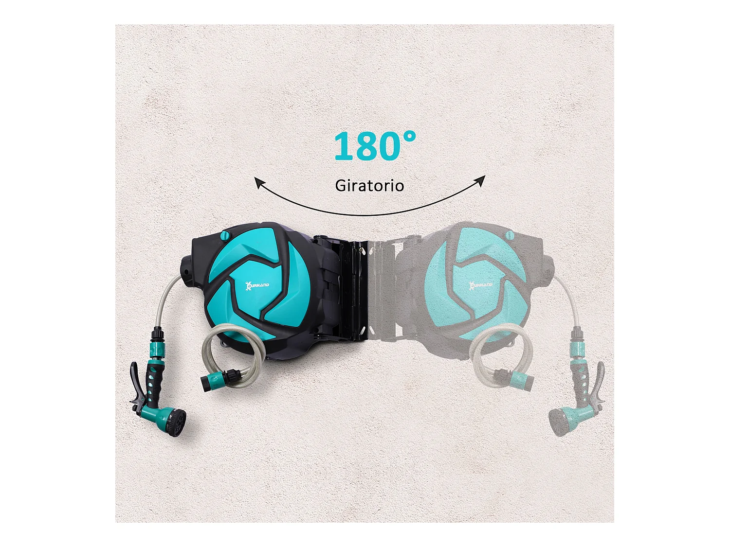 Carrete para manguera negro y verde 28x14x34 cm DURHAND