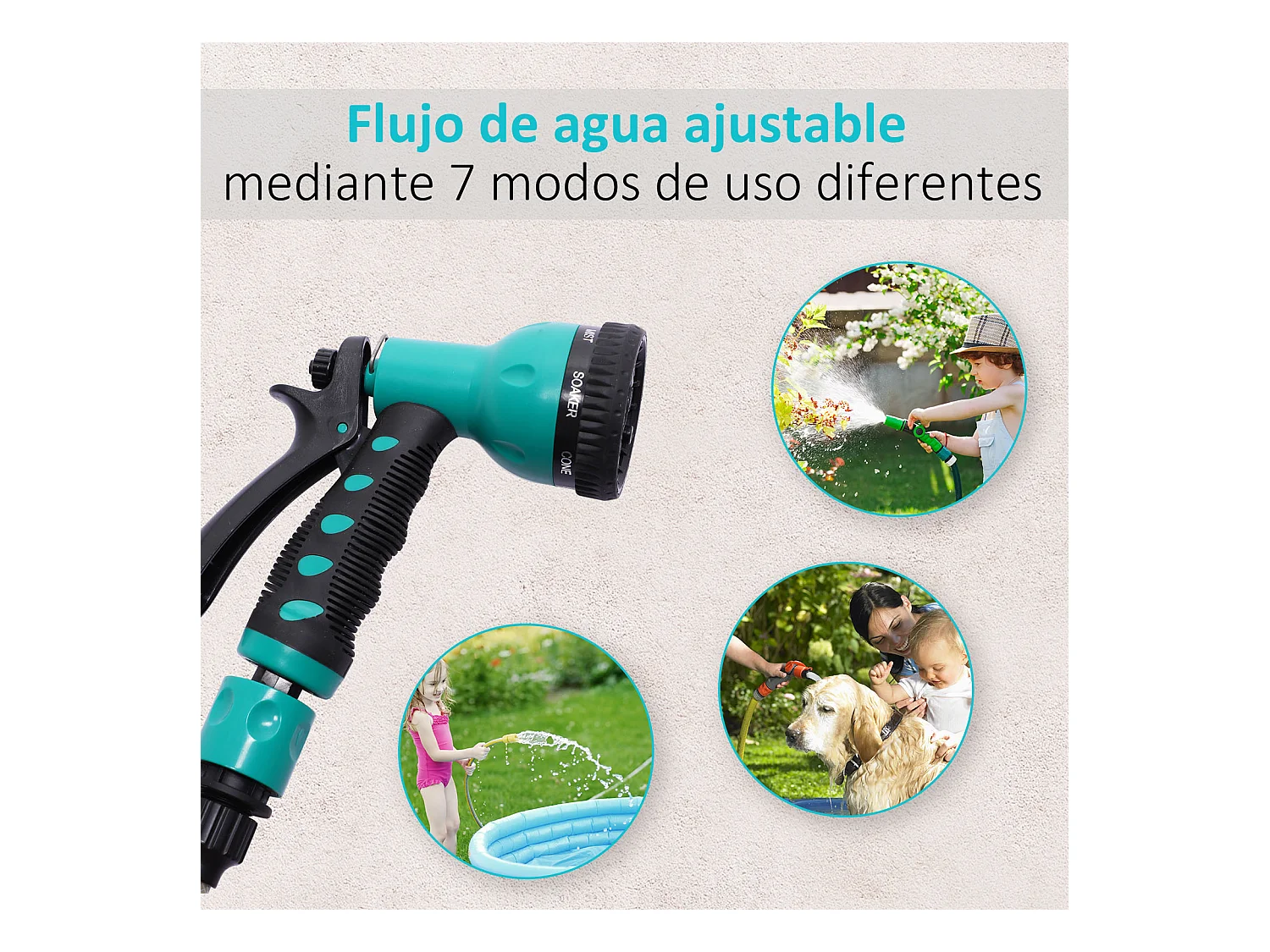 Carrete para manguera negro y verde 28x14x34 cm DURHAND