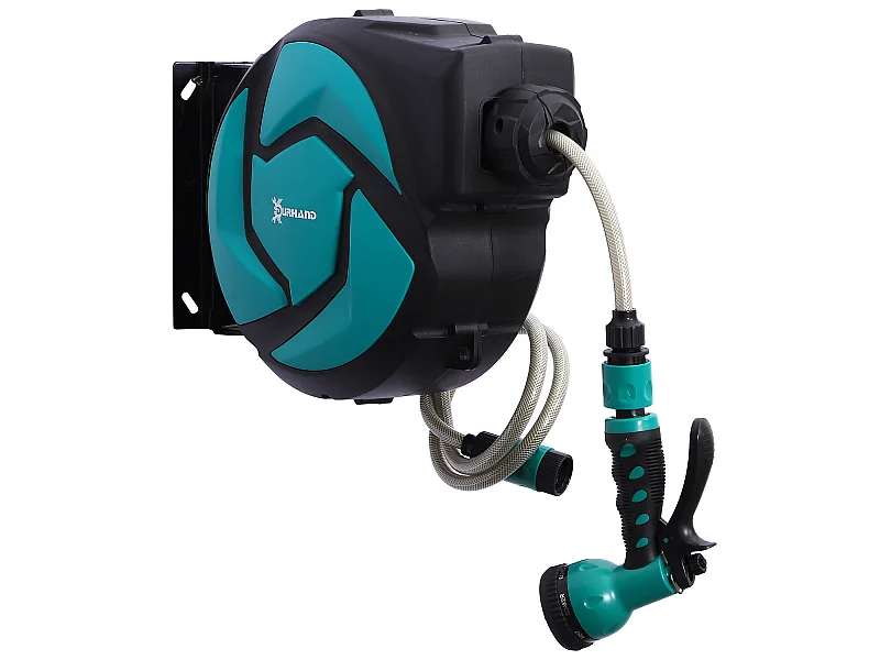 Carrete para manguera negro y verde 28x14x34 cm DURHAND