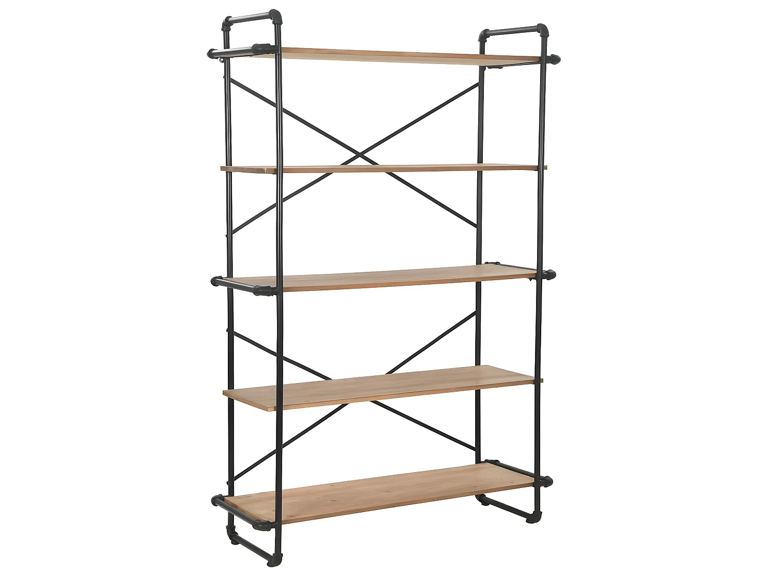 Étagère armoire meuble design bibliothèque bois de sapin massif et acier 180 cm 2702052/2