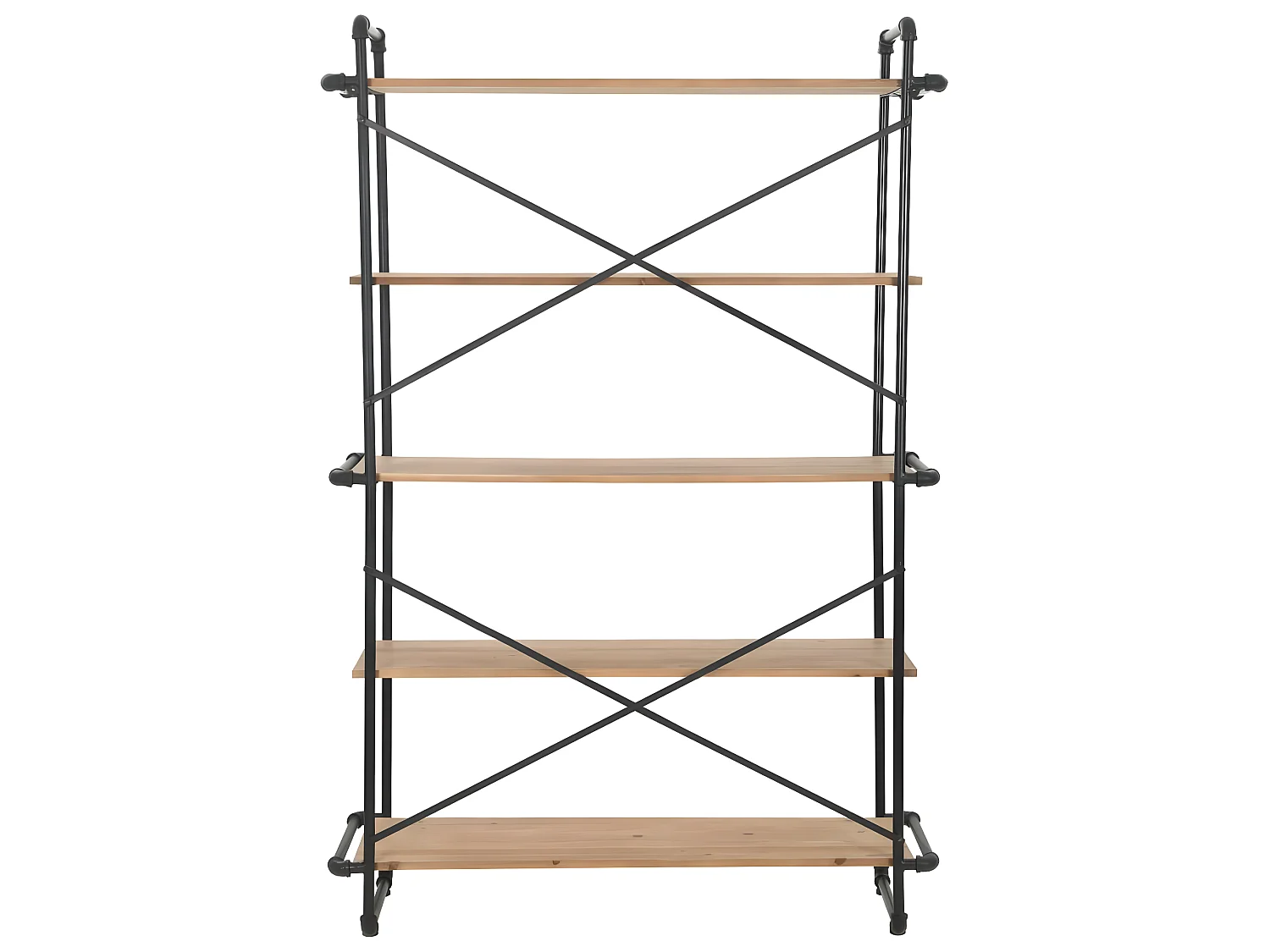 Étagère armoire meuble design bibliothèque bois de sapin massif et acier 180 cm 2702052/2