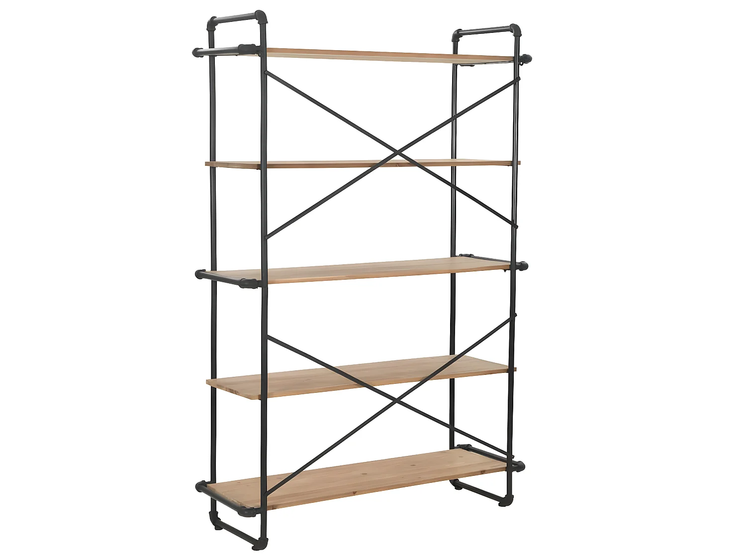 Étagère armoire meuble design bibliothèque bois de sapin massif et acier 180 cm 2702052/2