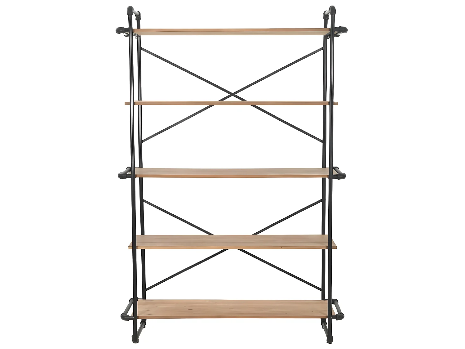 Étagère armoire meuble design bibliothèque bois de sapin massif et acier 180 cm 2702052/2