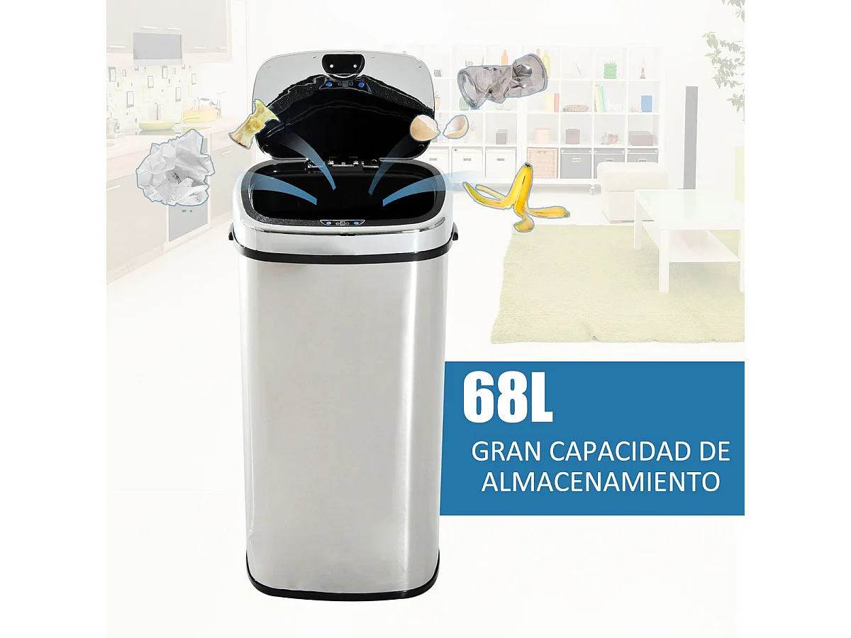 Cubo de basura plata 40.5x29.5x78 cm HOMCOM