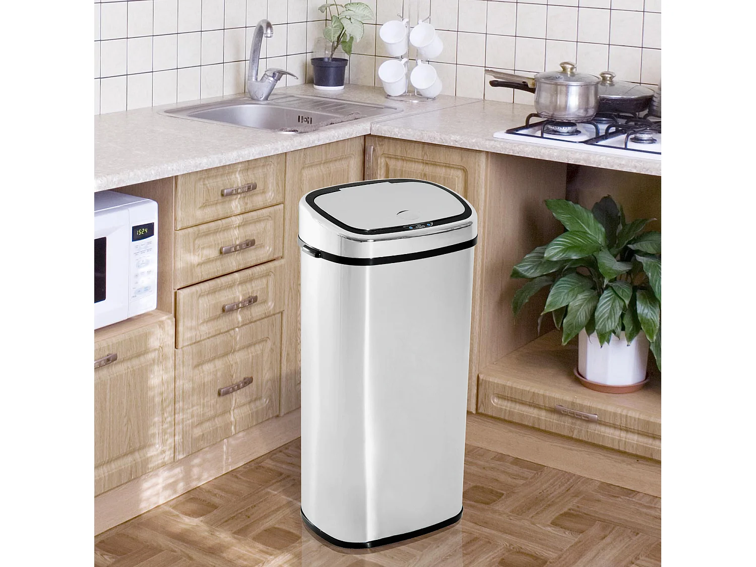 Cubo de basura plata 40.5x29.5x78 cm HOMCOM