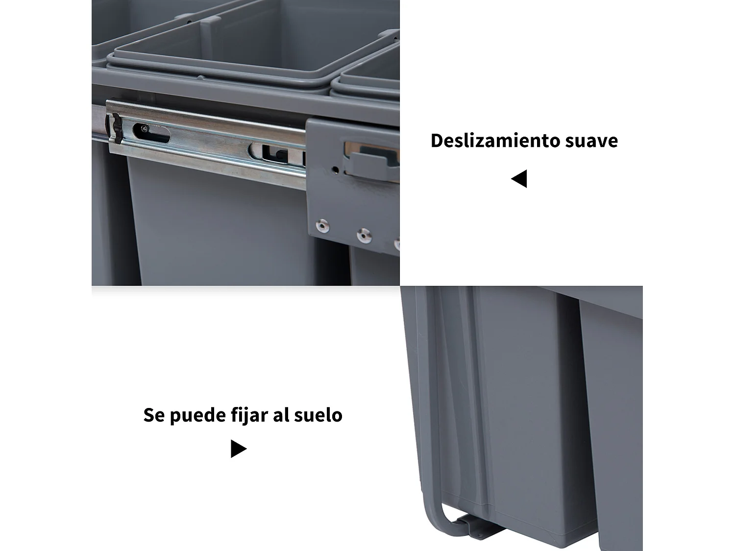 Cubo de basura de reciclaje gris 48x34,2x41,8 cm HOMCOM