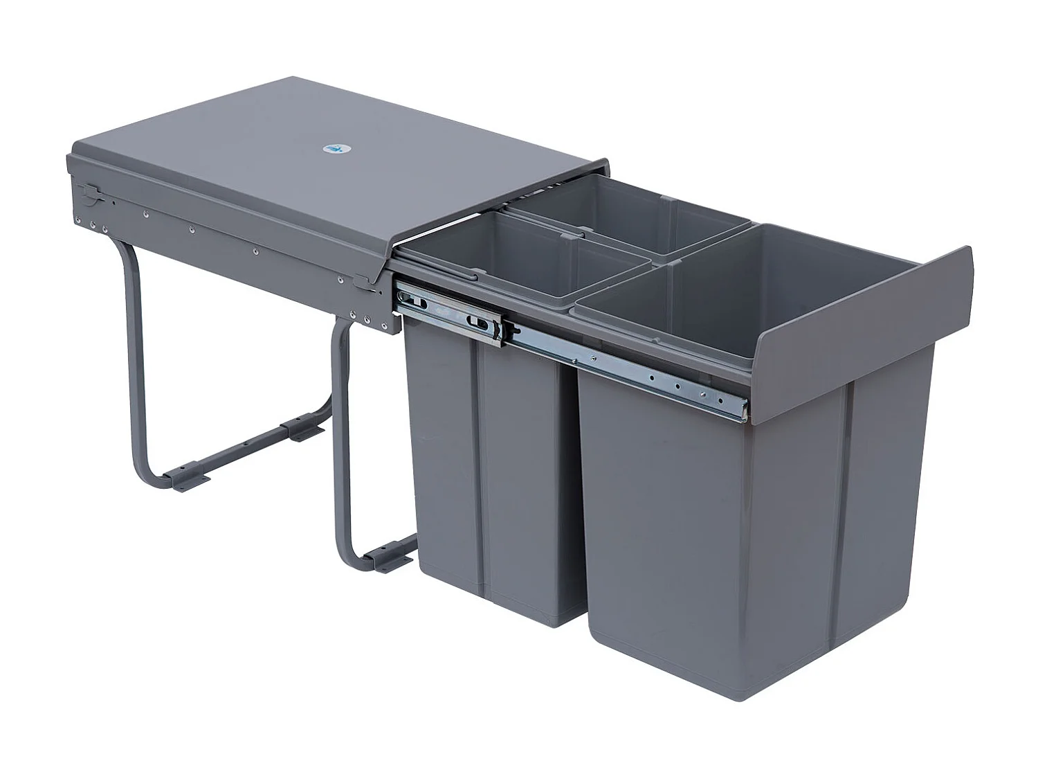 Cubo de basura de reciclaje gris 48x34,2x41,8 cm HOMCOM