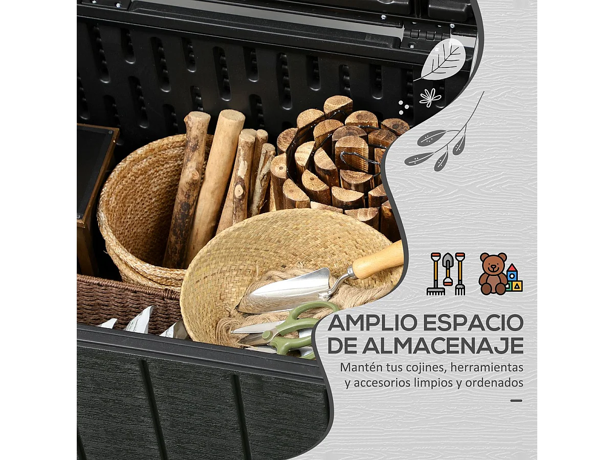 Baúl de almacenamiento negro 122.4x62x64.5 cm Outsunny
