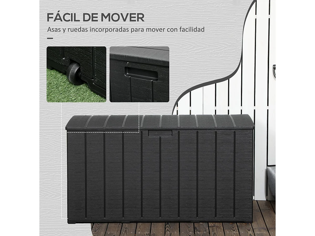 Baúl de almacenamiento negro 122.4x62x64.5 cm Outsunny