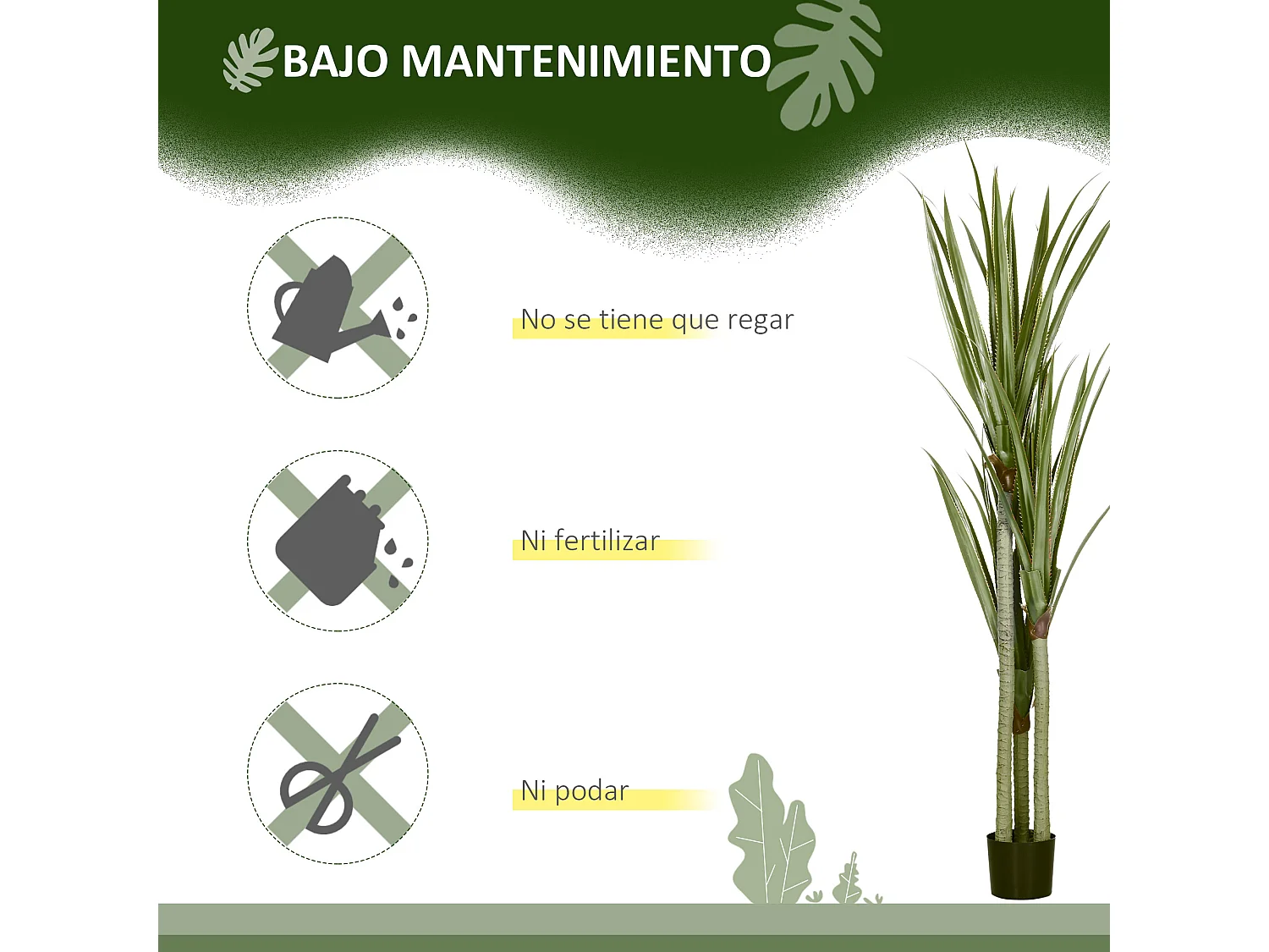 Planta artificial verde 17x17x190 cm HOMCOM