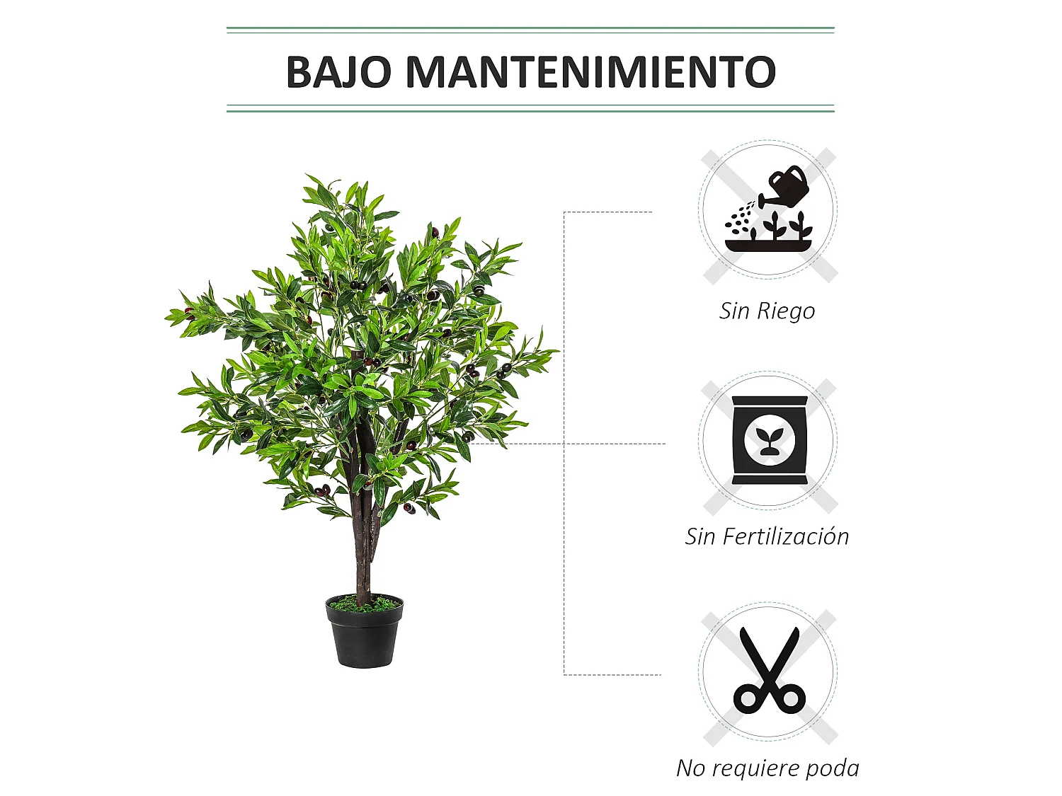 Planta artificial verde 18x18x120 cm Outsunny