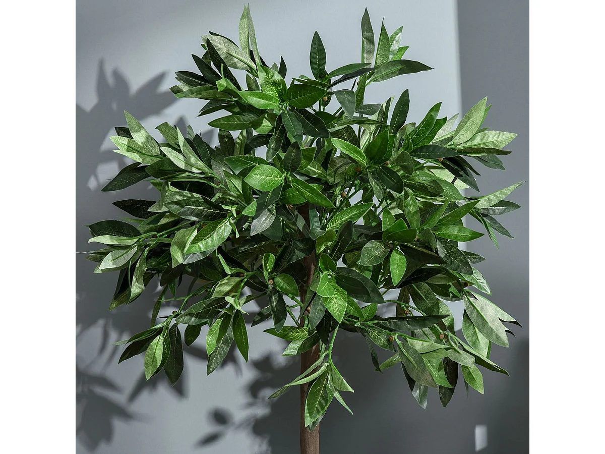 Juego 2 árboles de laurel artificiales verde ø16x90 cm Outsunny