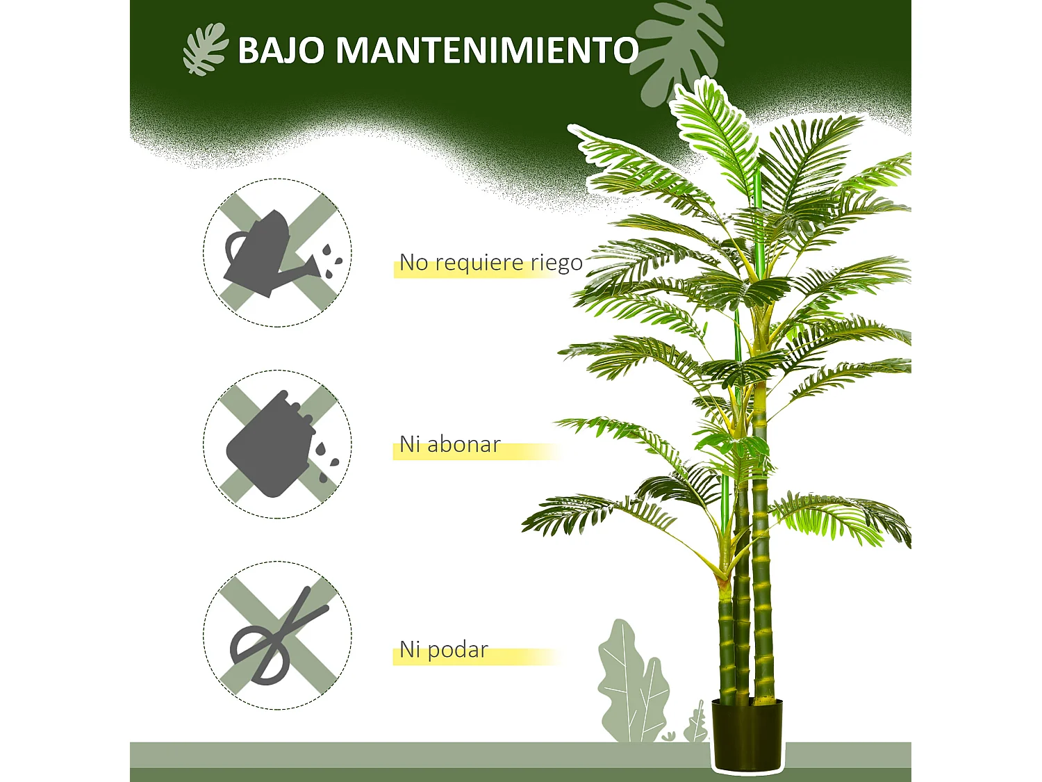 Planta artificial verde 19.5x19.5x190 cm HOMCOM