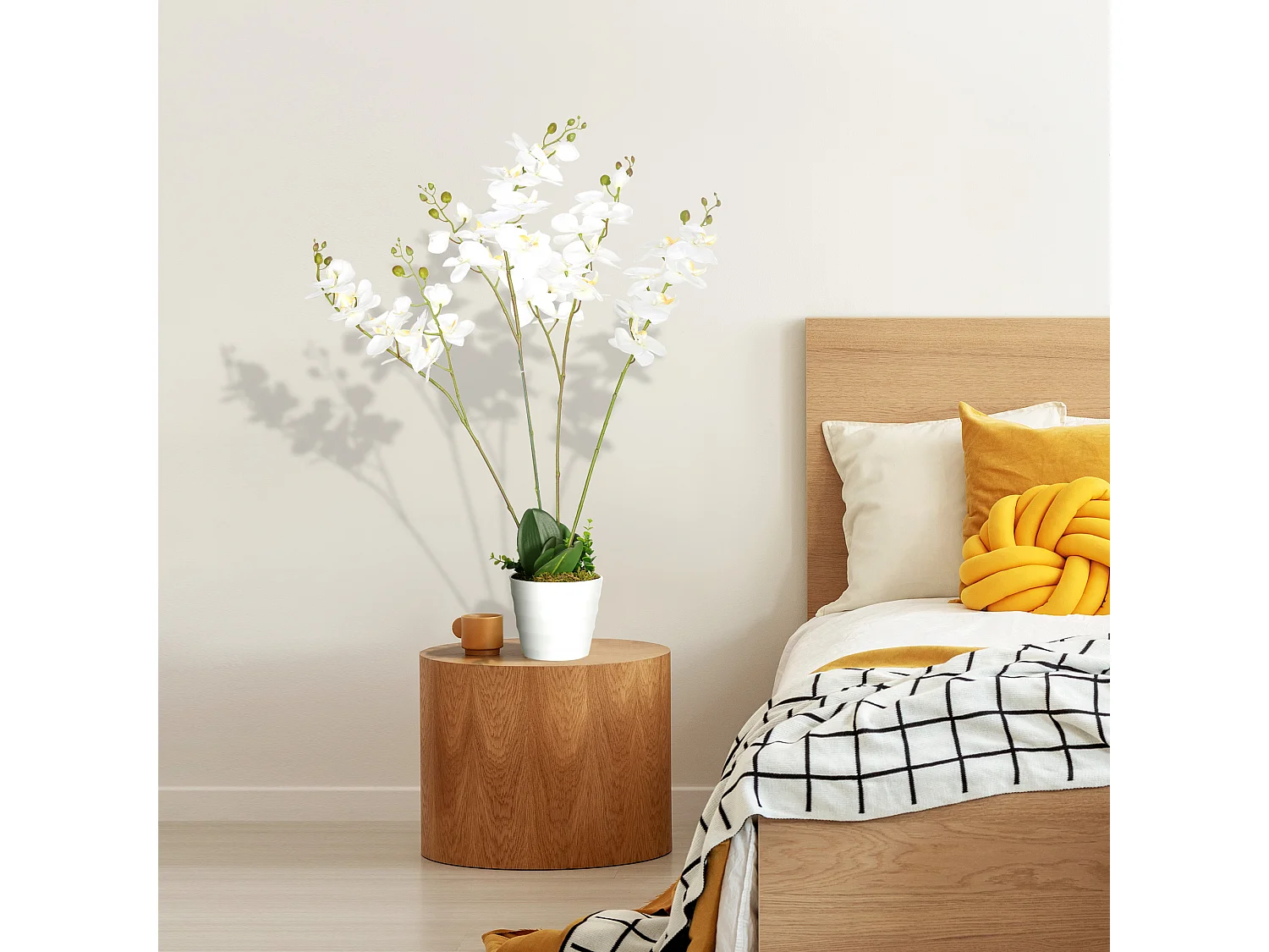 Planta artificial blanco 16.5x16.5x75 cm HOMCOM