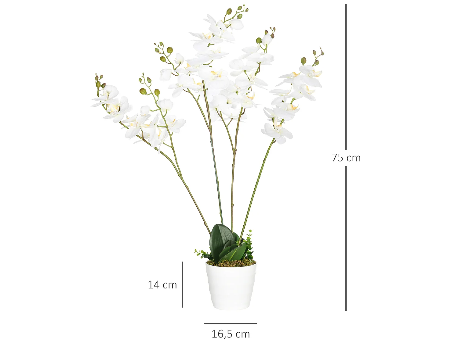 Planta artificial blanco 16.5x16.5x75 cm HOMCOM