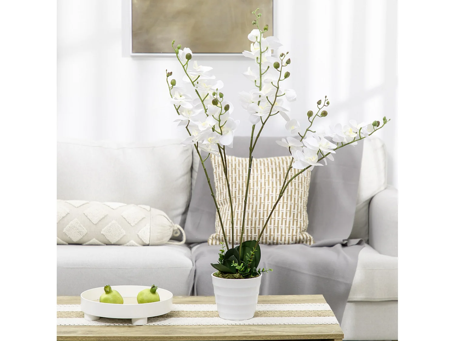 Planta artificial blanco 16.5x16.5x75 cm HOMCOM
