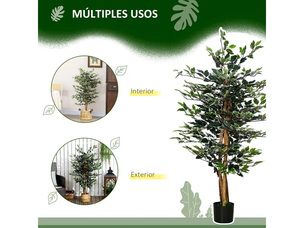 Planta artificial verde 15x15x130 cm HOMCOM