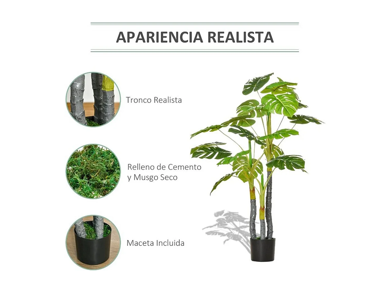 Planta artificial verde 17x17x120 cm HOMCOM
