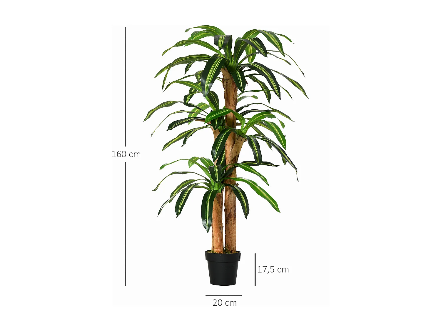 Planta dracaena artificial verde 20x20x160 cm Outsunny