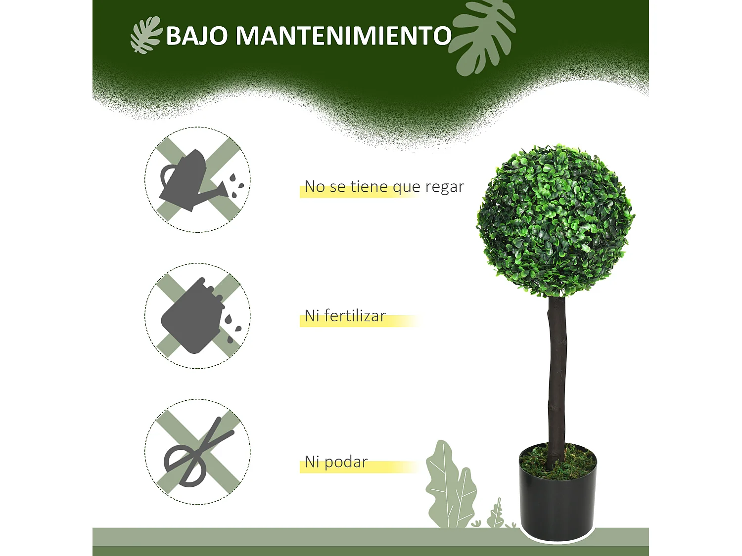 Planta artificial verde 20x20x60 cm HOMCOM