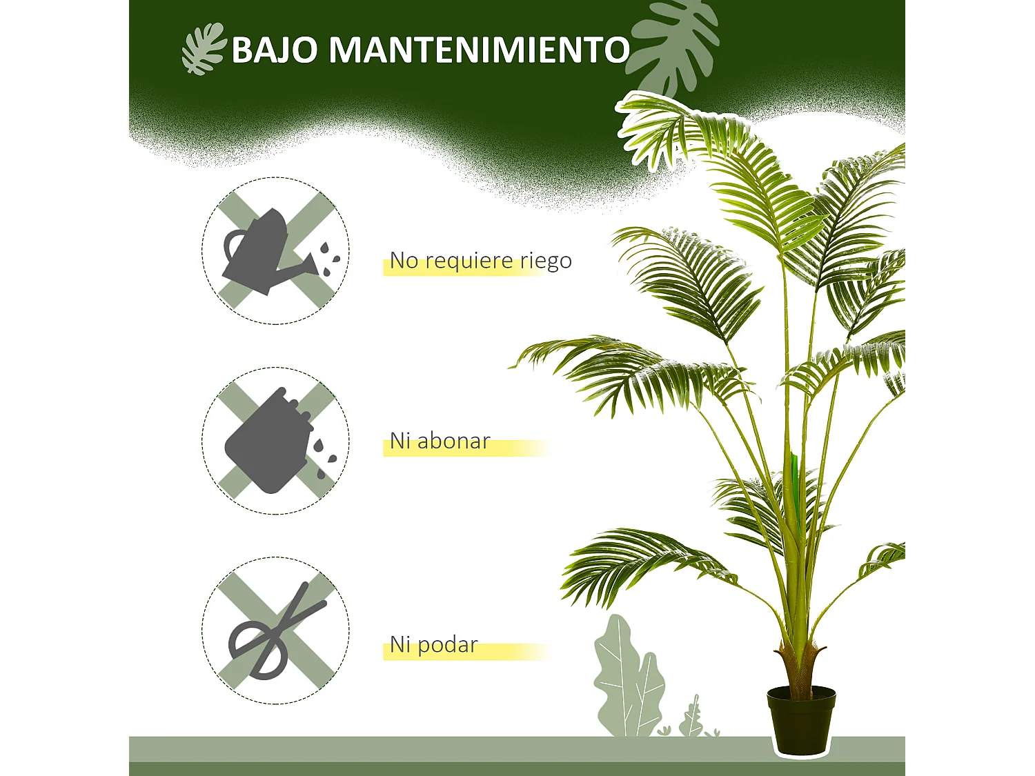Planta artificial verde 15x15x170 cm HOMCOM