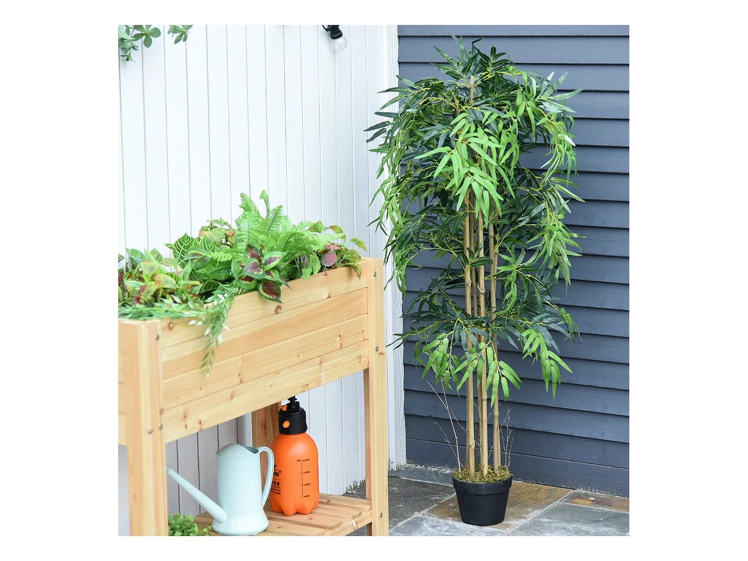 Planta de bambú artificial verde 18x18x150 cm Outsunny